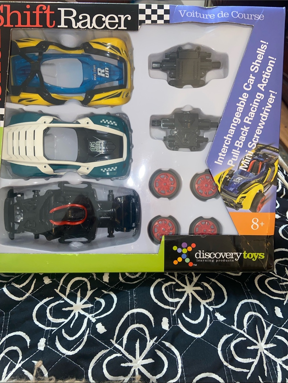 Discovery Toys Shift Racer Interchangeable Pull-Back Car Set - Blue & Yellow